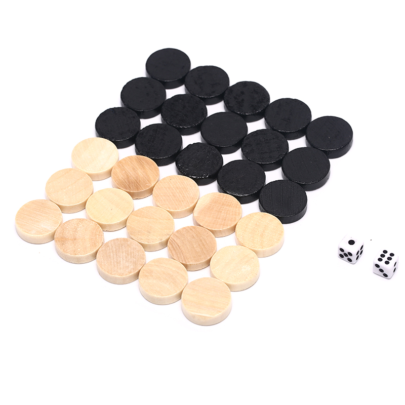 Board Game Operation - 30pcs Wooden Draughts Checkers Backgammon Chess