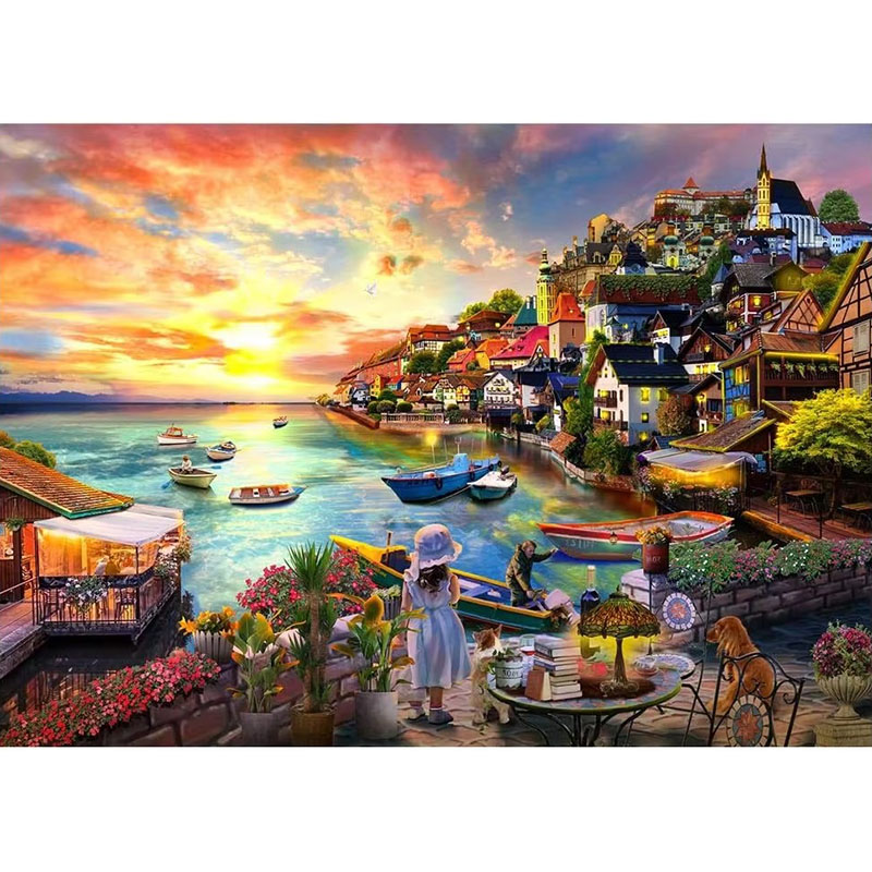 Sunset Harbor Town Jigsaw Puzz - огляд і ціна Jigsaw Puzzle Adult